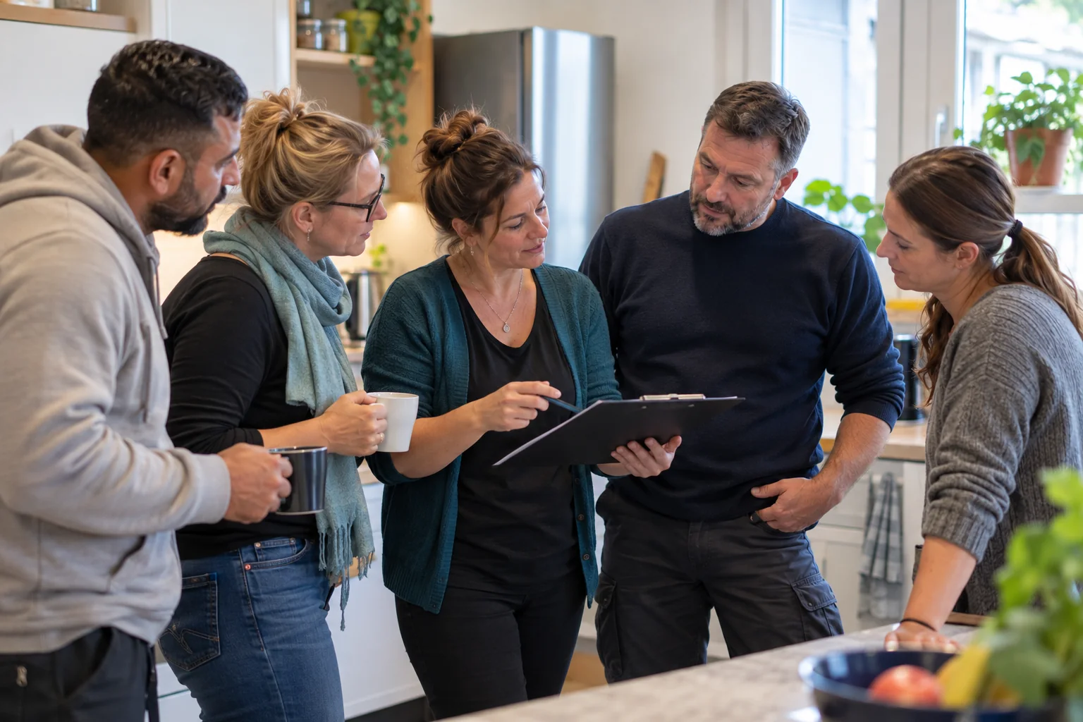 Team einer Wohngruppe bespricht gemeinsam Abläufe